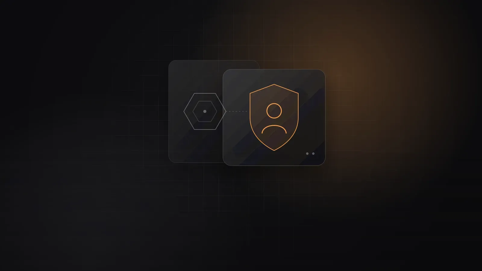 Pod lục giác trên tấm kính mờ nối tới huy hiệu danh tính màu cam, tượng trưng cho EKS Pod Identity