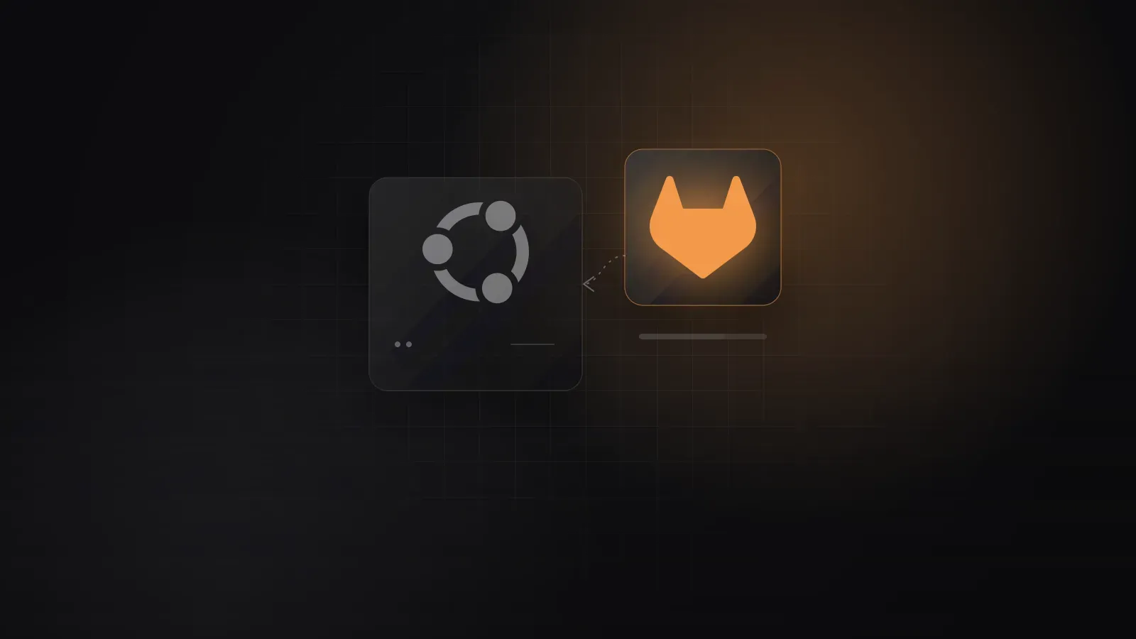 Biểu tượng GitLab màu cam được cài vào máy chủ Ubuntu trên nền tối